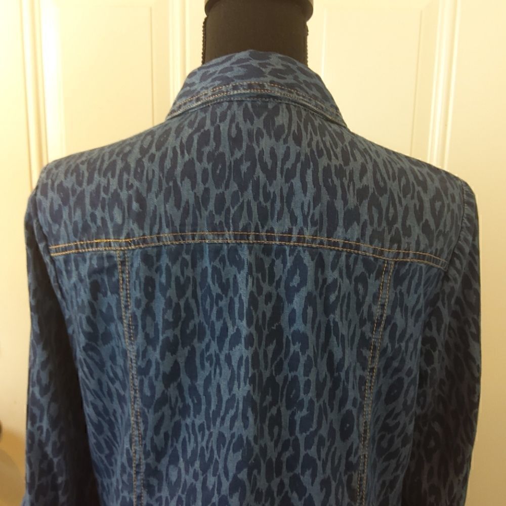 Chico's chambray animal print button front blouse - Picture 6 of 12
